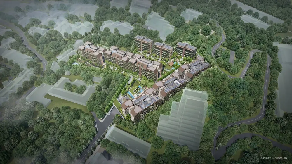 Aerial context map showing Terra Hill's site amid Pasir Panjang greenery