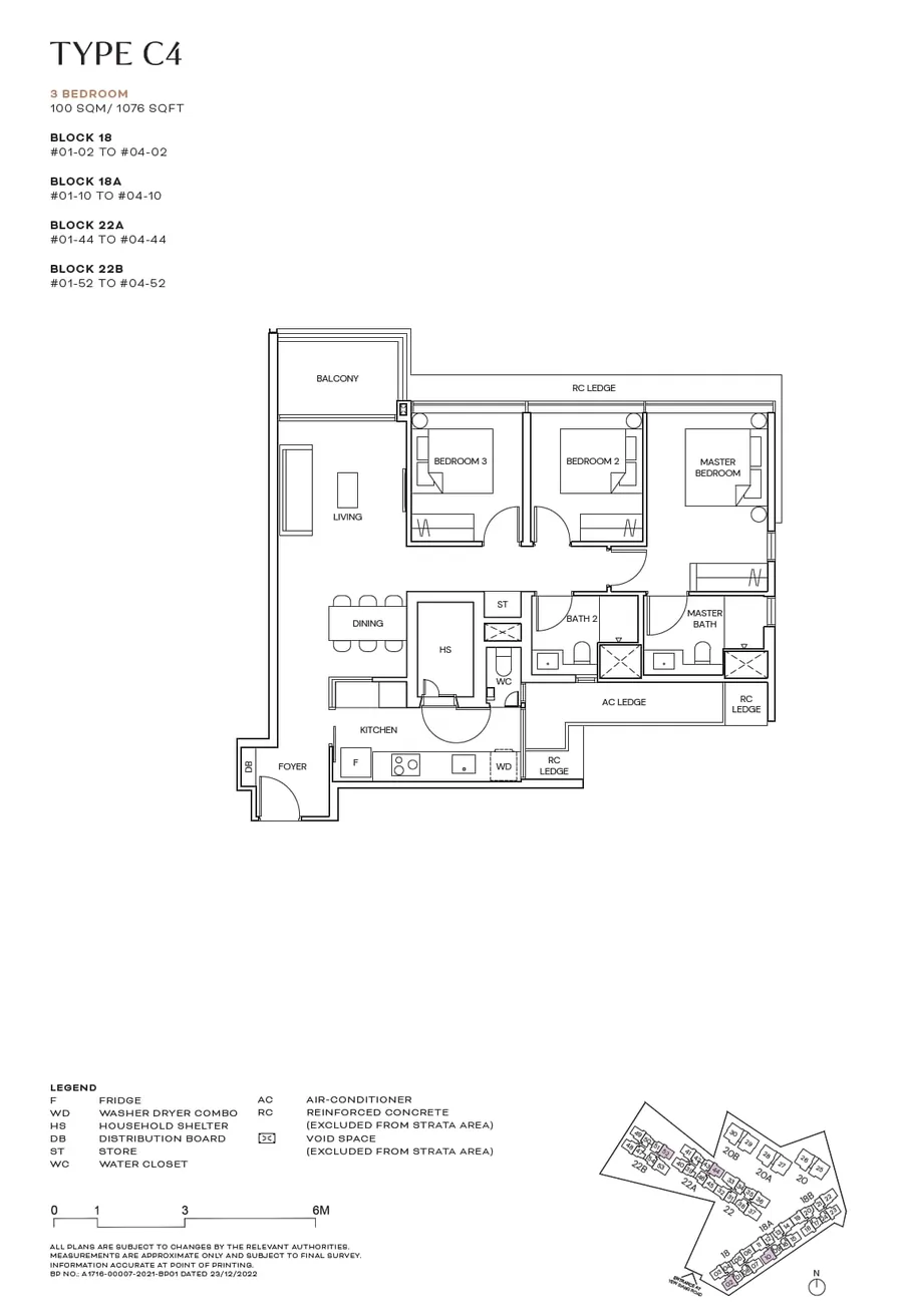 Type C4 3-bedroom floor plan