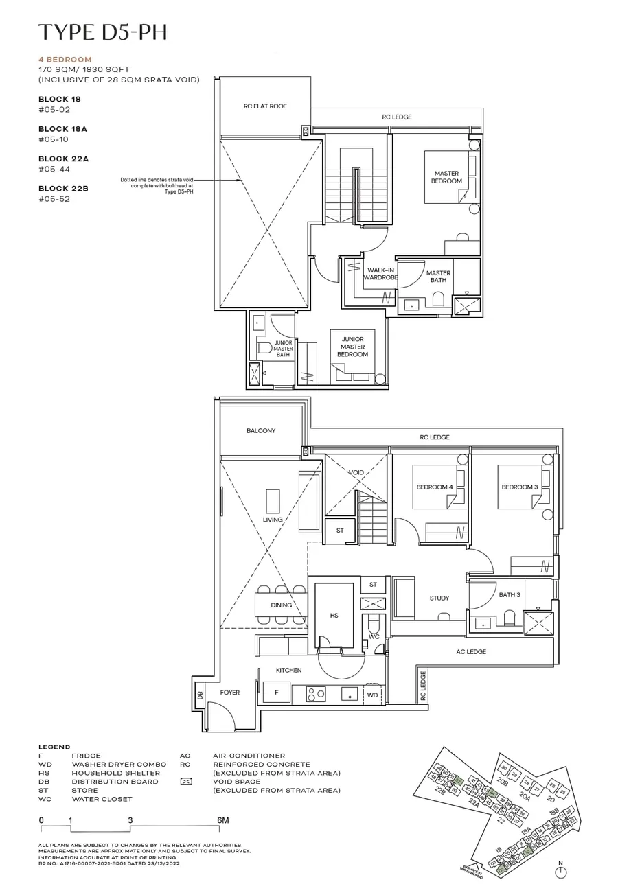 Type D5-PH 4-bedroom penthouse floor plan
