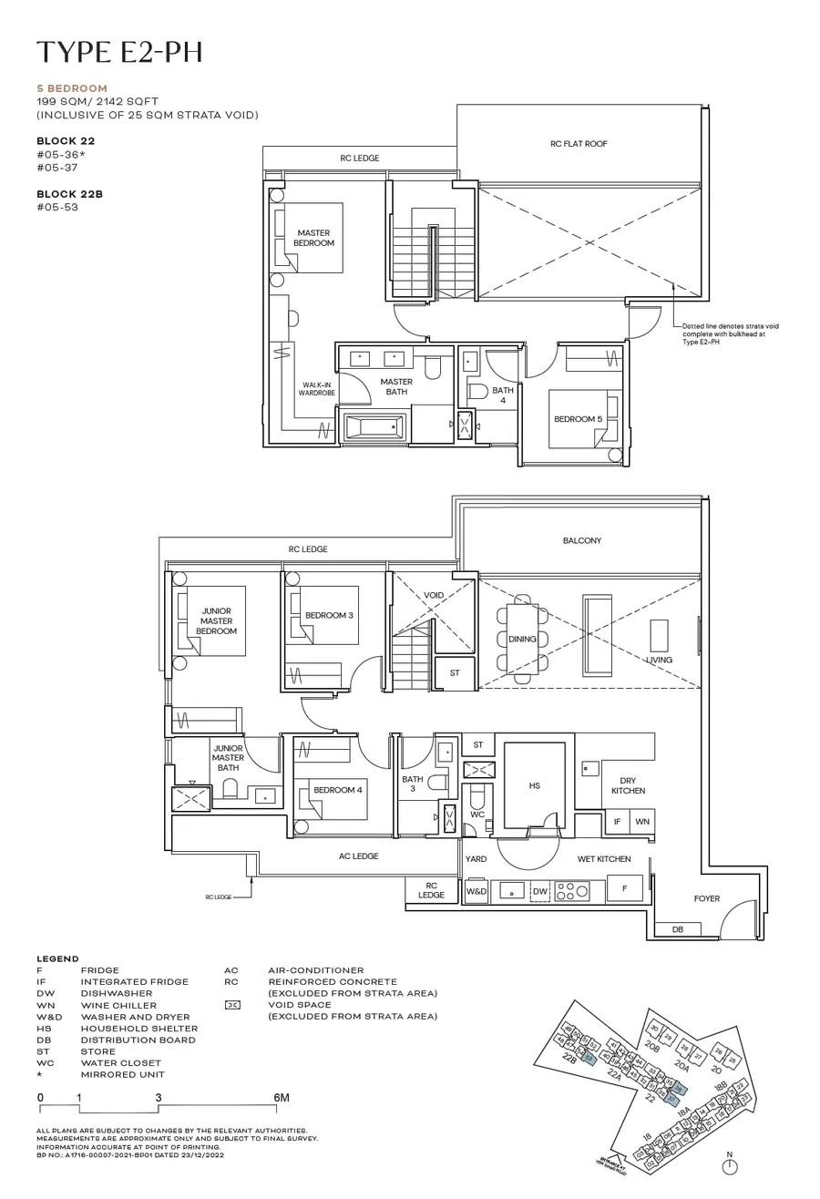 Type E2-PH 5-bedroom penthouse floor plan