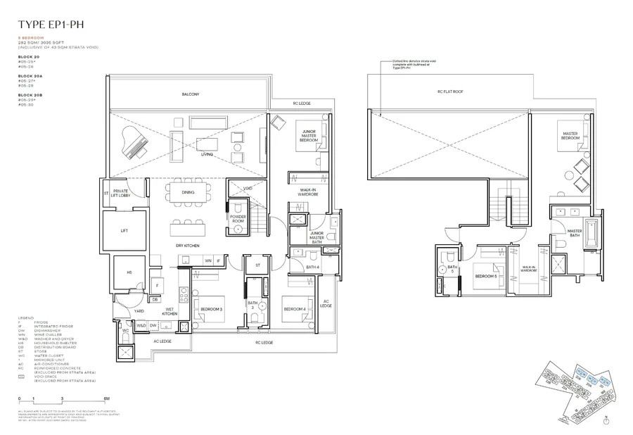 Type EP1-PH 5-bedroom penthouse floor plan with private lift