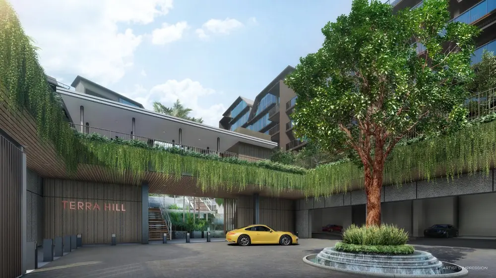 Terra Hill arrival court and signage at Yew Siang Road